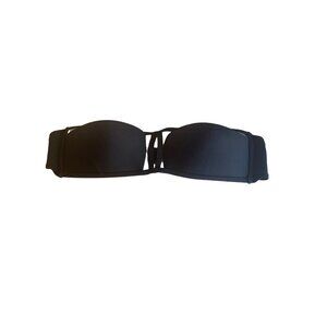 H. Nathalie Womens Black Bandeau Bikini Top M